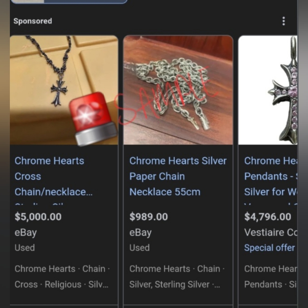 VINTAGE CHROME HEARTS RARE Fleur necklace  Authentic 925 WITH COA - Picture 8 of 17